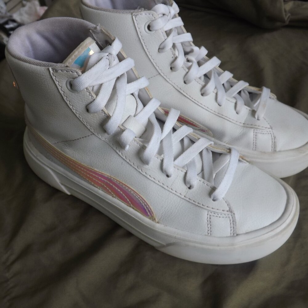 Puma Womens Kaia Mid Irisistable 385414-01 White Casual Shoes Sneakers Size 7.5